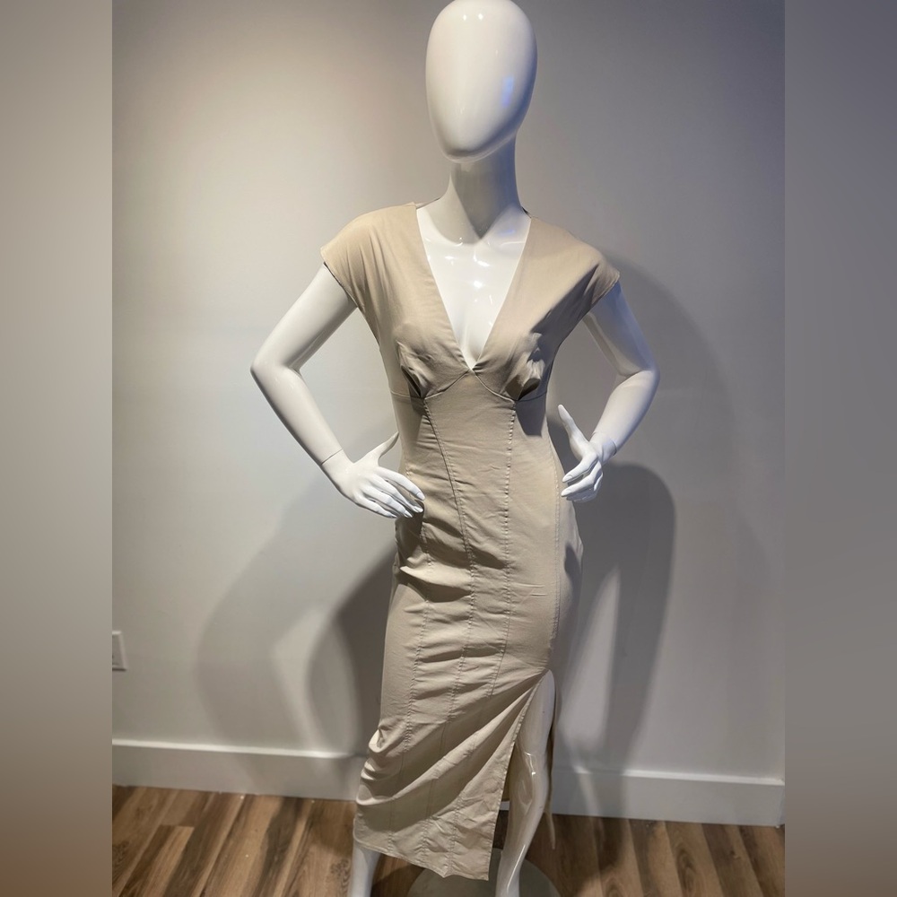 Fitted Beige Dress
